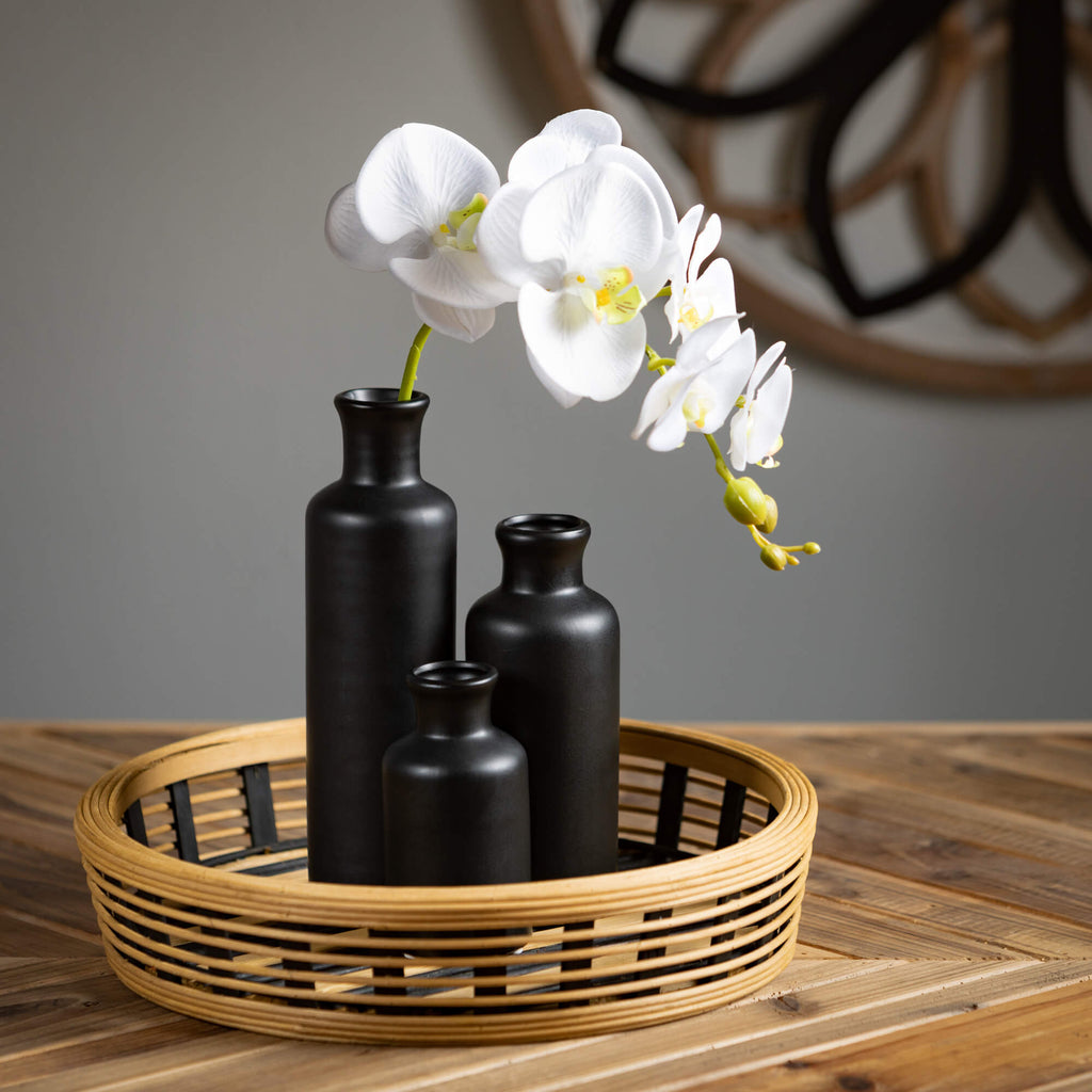 Matte Black Vase Set Of 3     