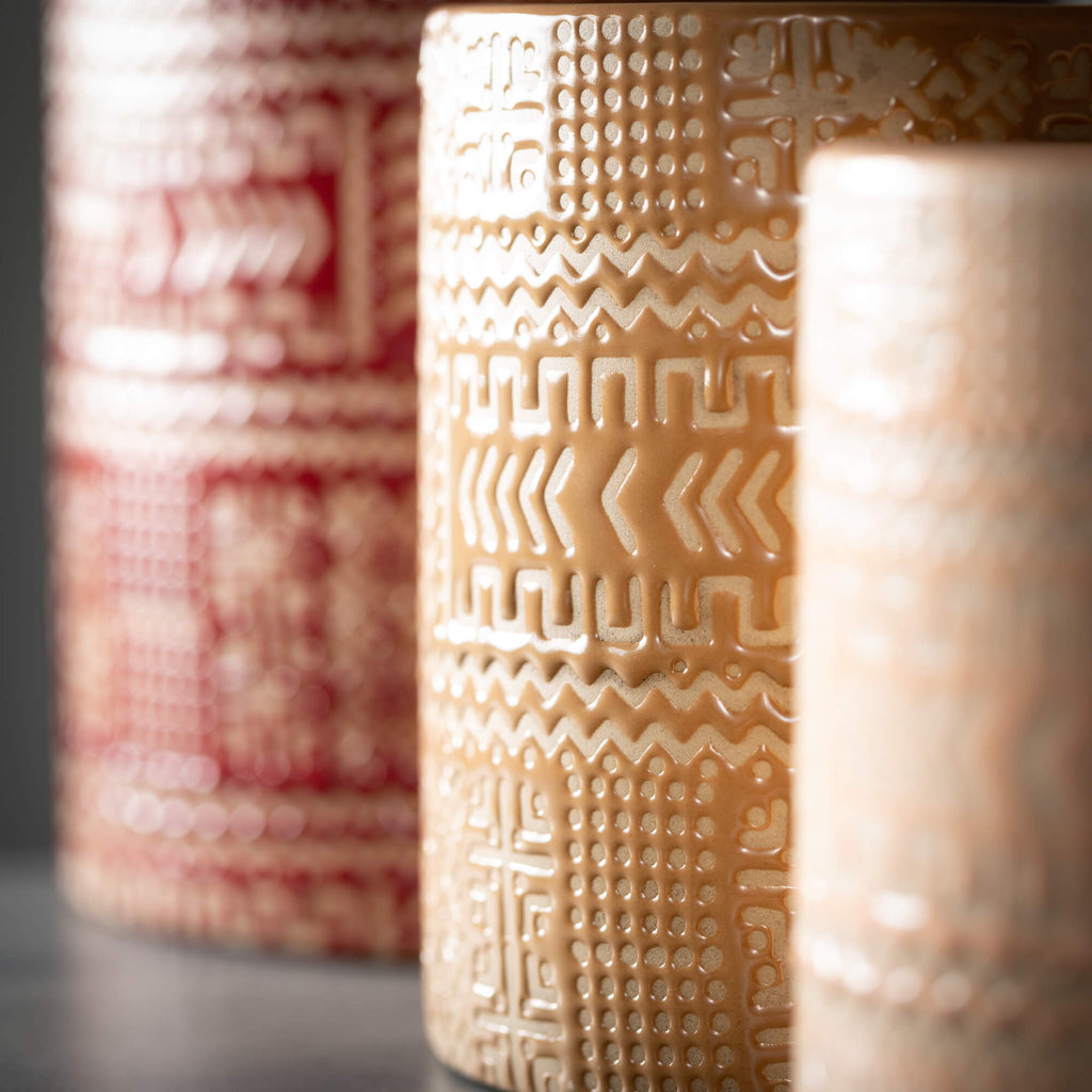 Aztec Tribal Pattern Pot Trio 