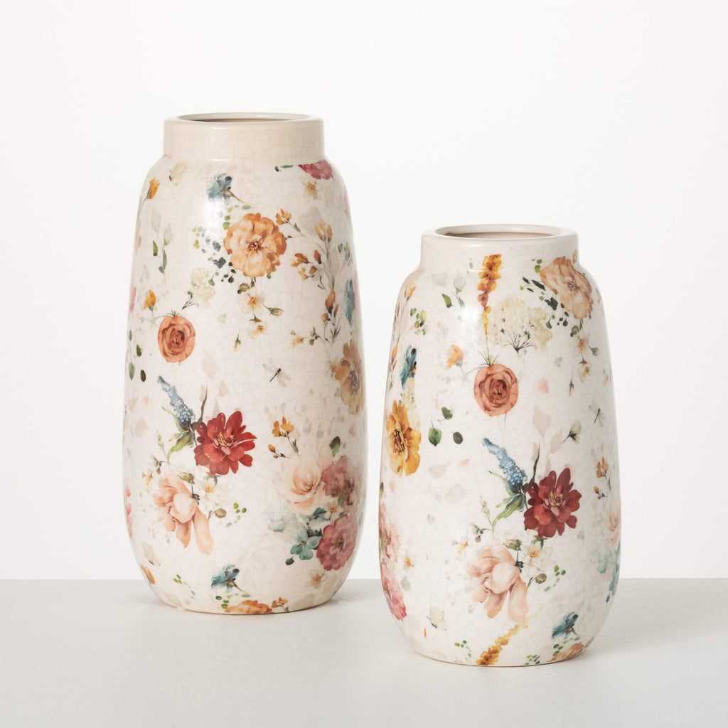 Elegant Blossom Pattern Vases 