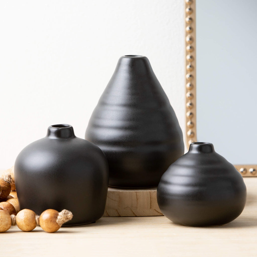 Ebony Compact Vase Set        