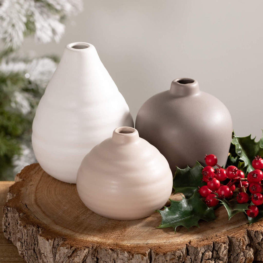 Neutral Compact Vase Set Of 3 