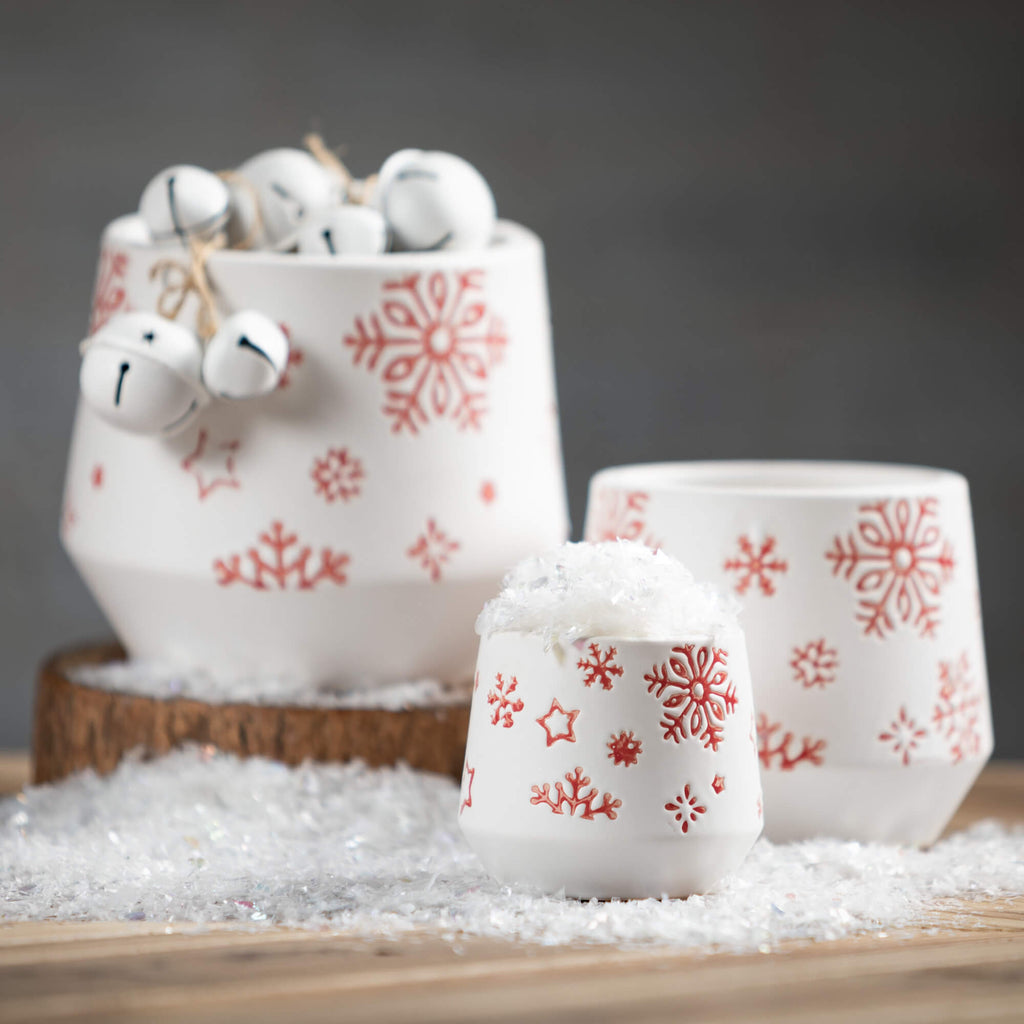 Snowflake Holiday Planter Trio