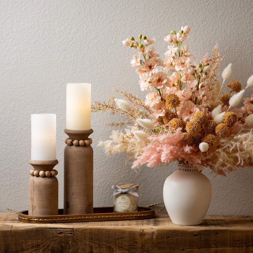 Etched Ivory Ceramic Urn Vase 