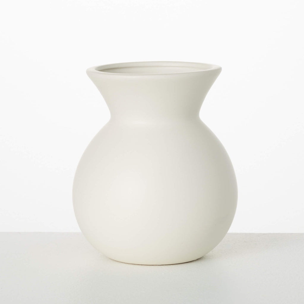 Matte Ivory Hourglass Vase    