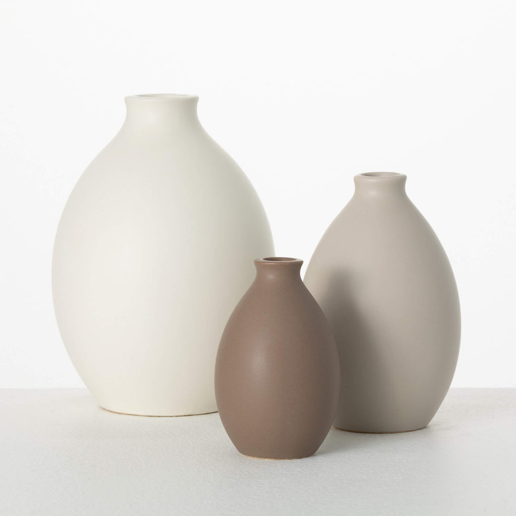 Matte Teardrop Vase Set Of 3  