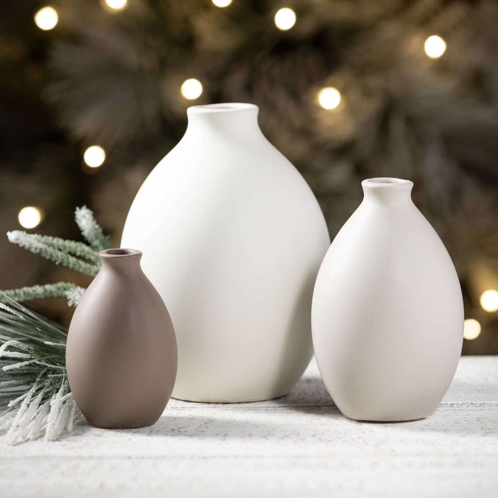 Matte Teardrop Vase Set Of 3  