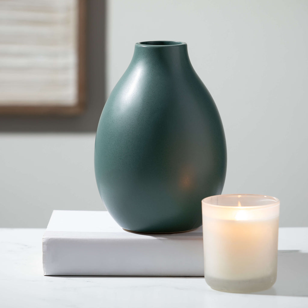 Matte Teal Teardrop Vase      