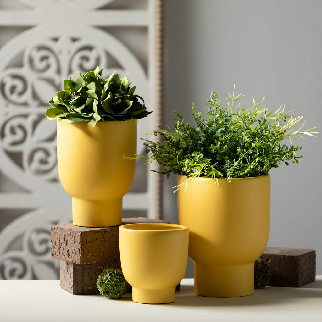 Matte Yellow Goblet Planters  