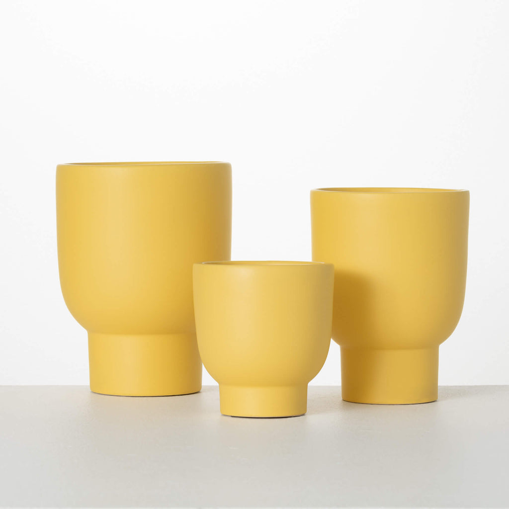 Matte Yellow Goblet Planters  