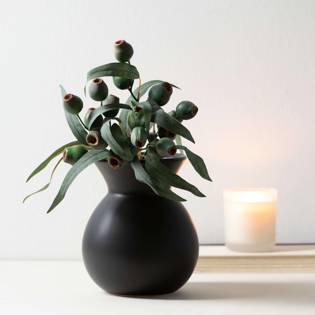 Matte Black Hourglass Vase    