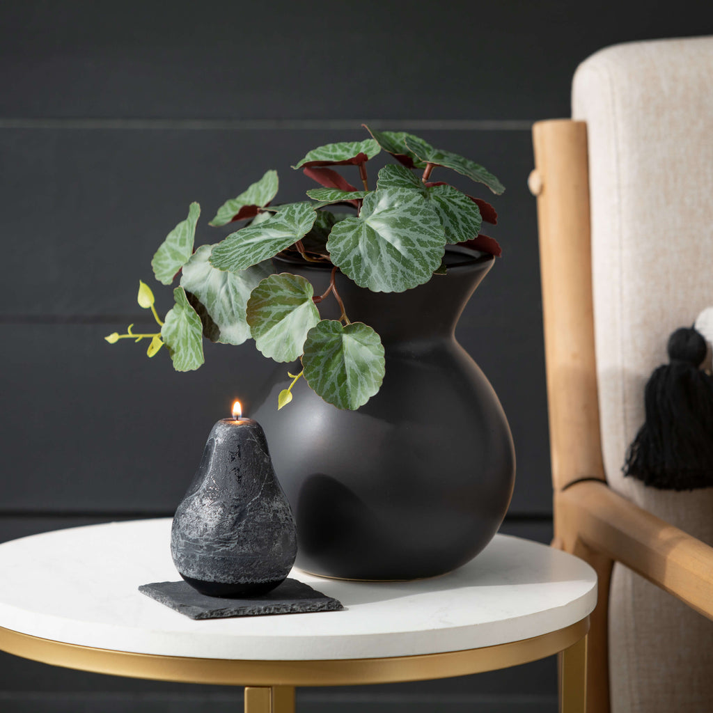 Matte Black Hourglass Vase    