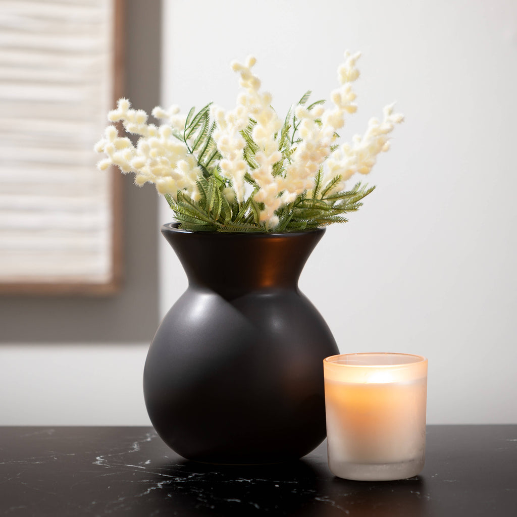 Matte Black Hourglass Vase    