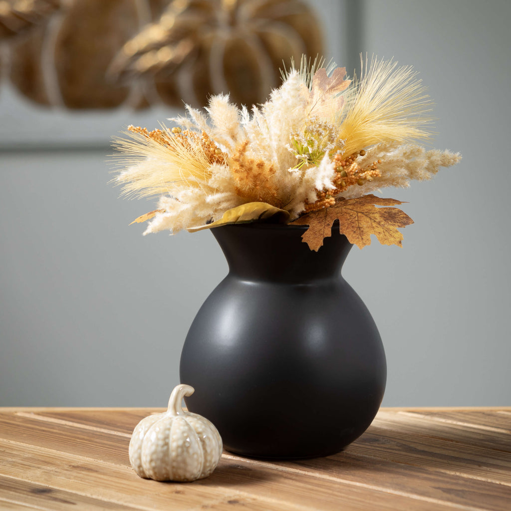 Matte Black Hourglass Vase    