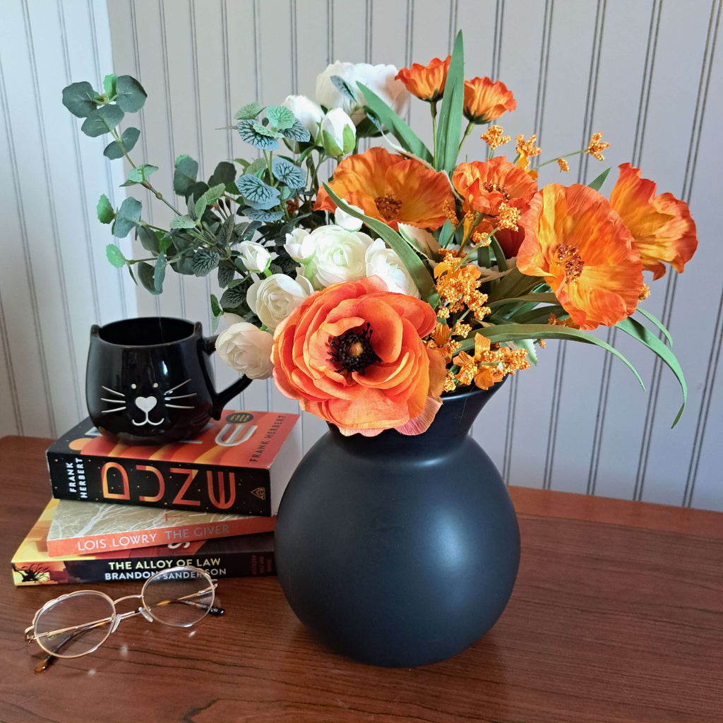 Matte Black Hourglass Vase    