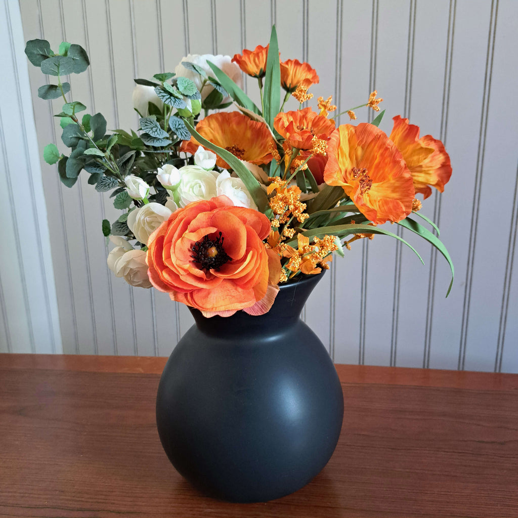 Matte Black Hourglass Vase    