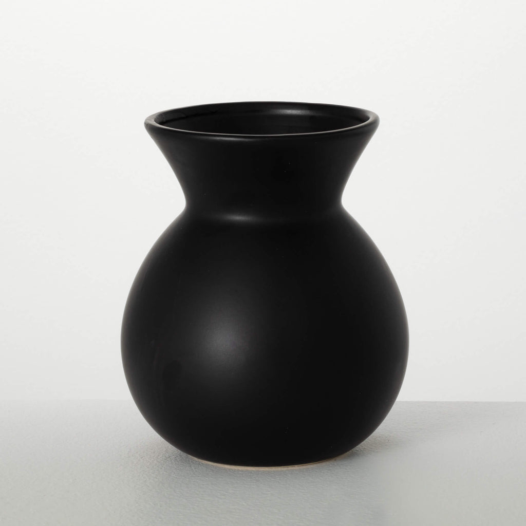 Matte Black Hourglass Vase    