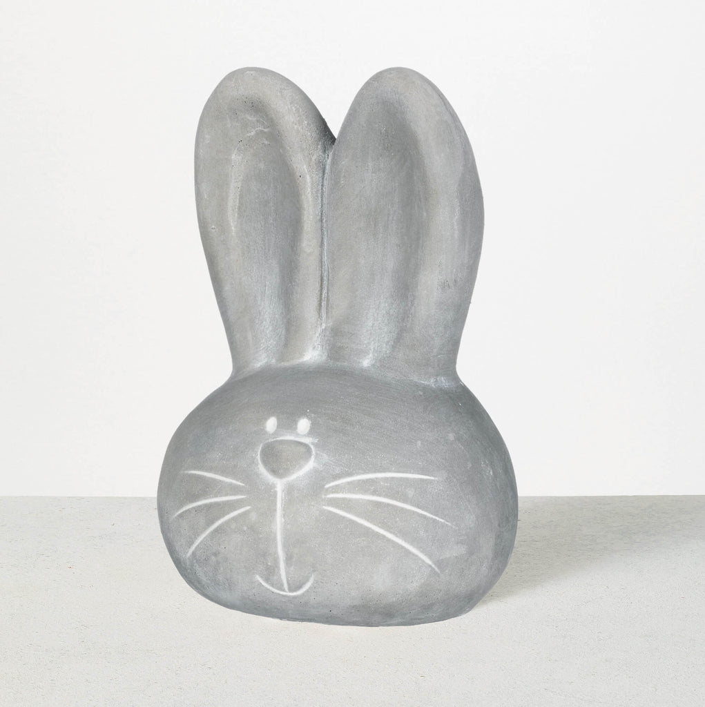 Cement Bunny Head Figurine    