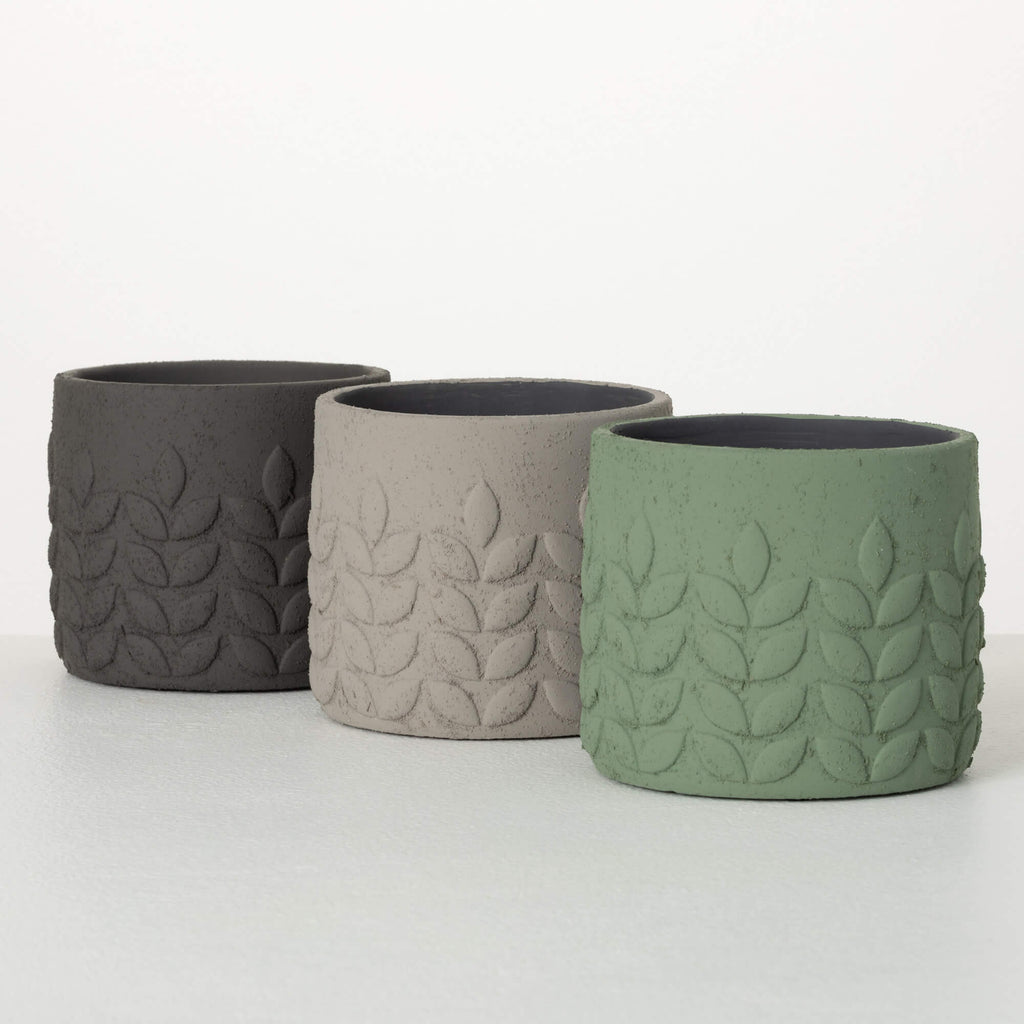 Modern Leaf Neutral Toned Pots