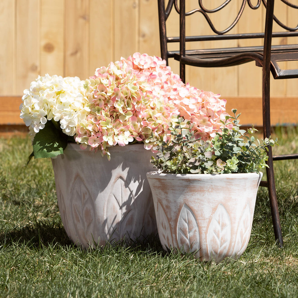 Rustic Leaf Patterned Pot Set 