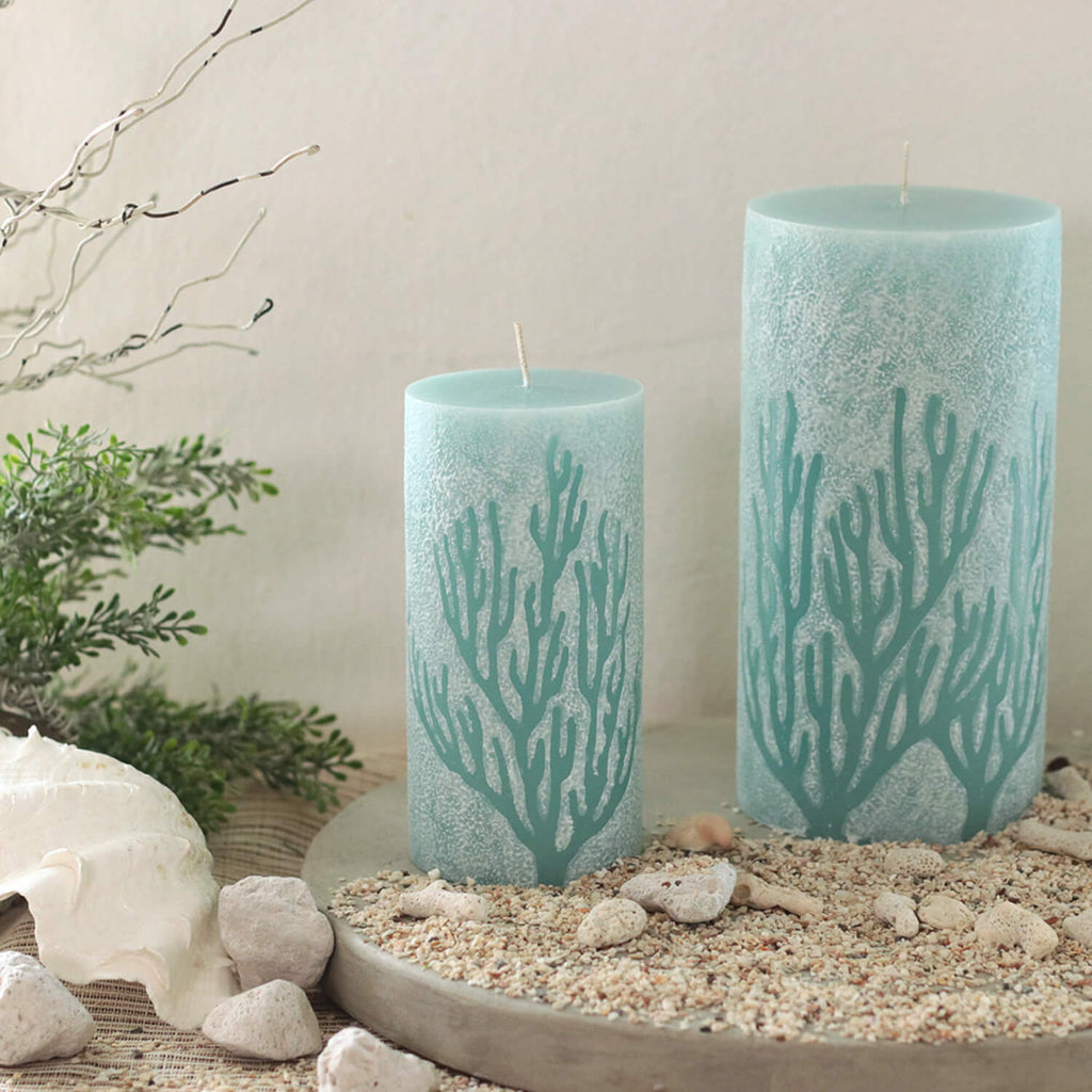 Aqua 6" Coral Pillar Candle   