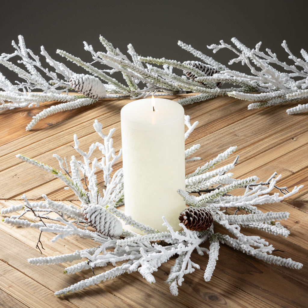 Flocked Pine Twig Mini Wreath 