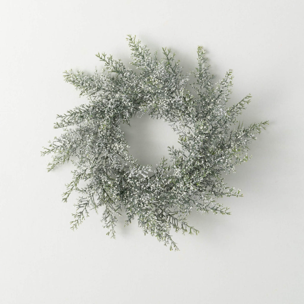 White Bubble Cedar Mini Wreath