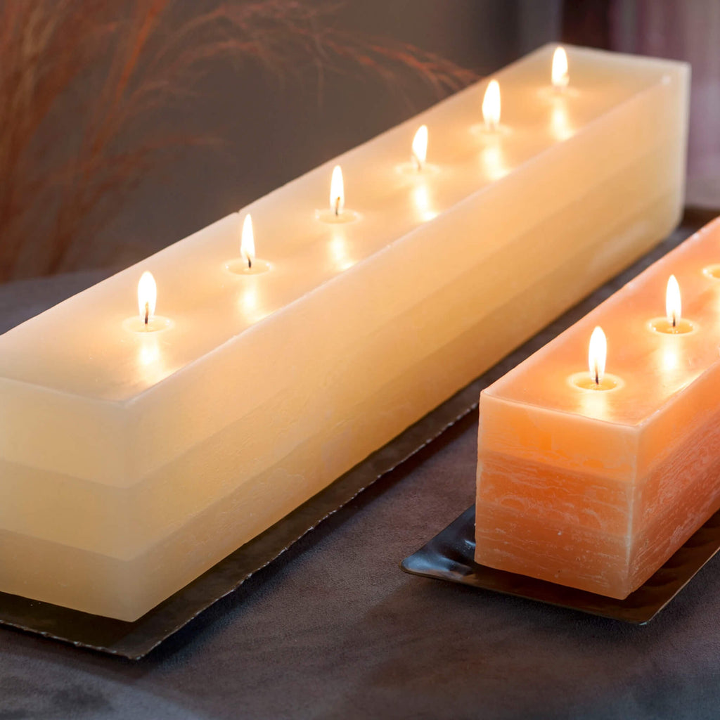 22" Cream Layered Brick Candle