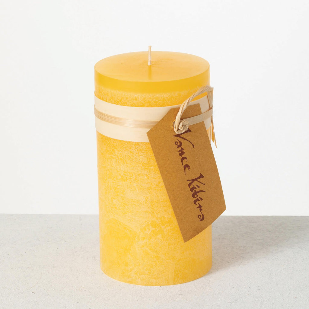 Yellow Timber Pillar Candle   