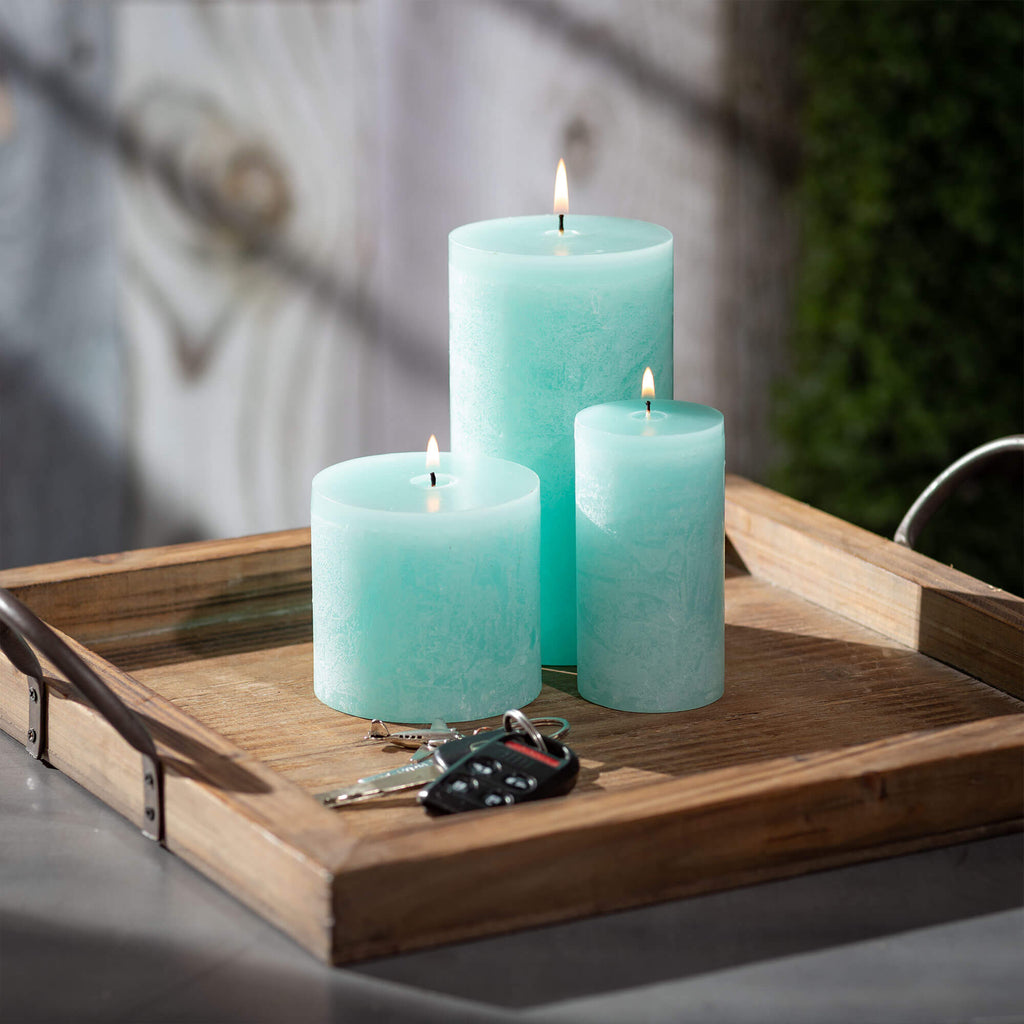 Sea Foam Timber Pillar Candle 