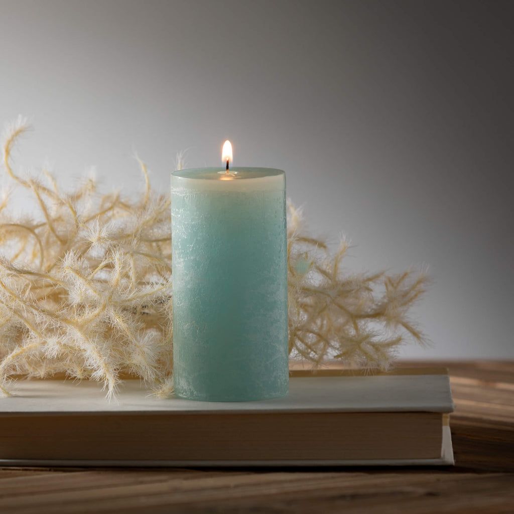 Sea Foam Timber Pillar Candle 