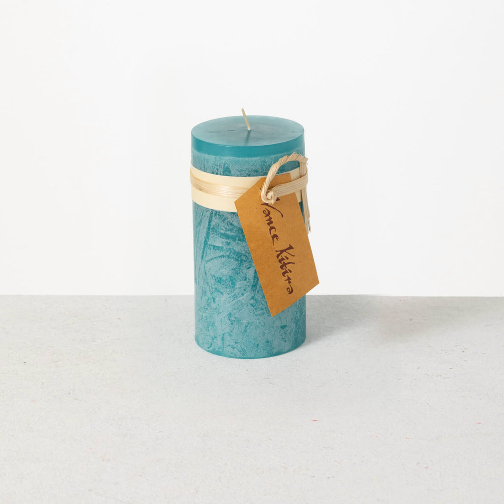 Sea Glass Timber Pillar Candle