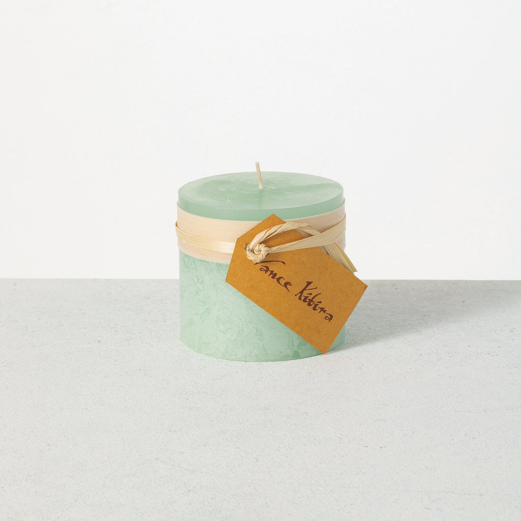 Aqua Timber Pillar Candle     