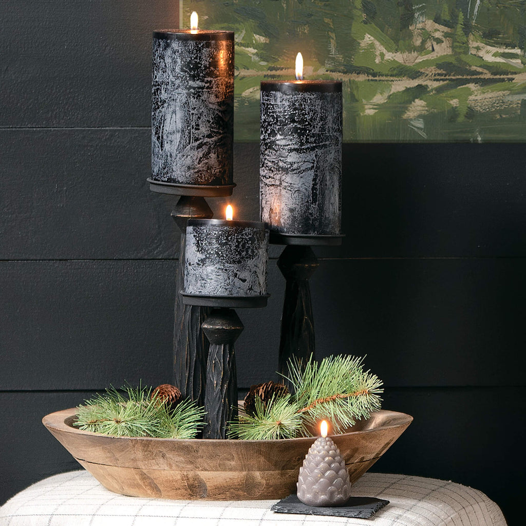 Distressed Black Pillar Candle