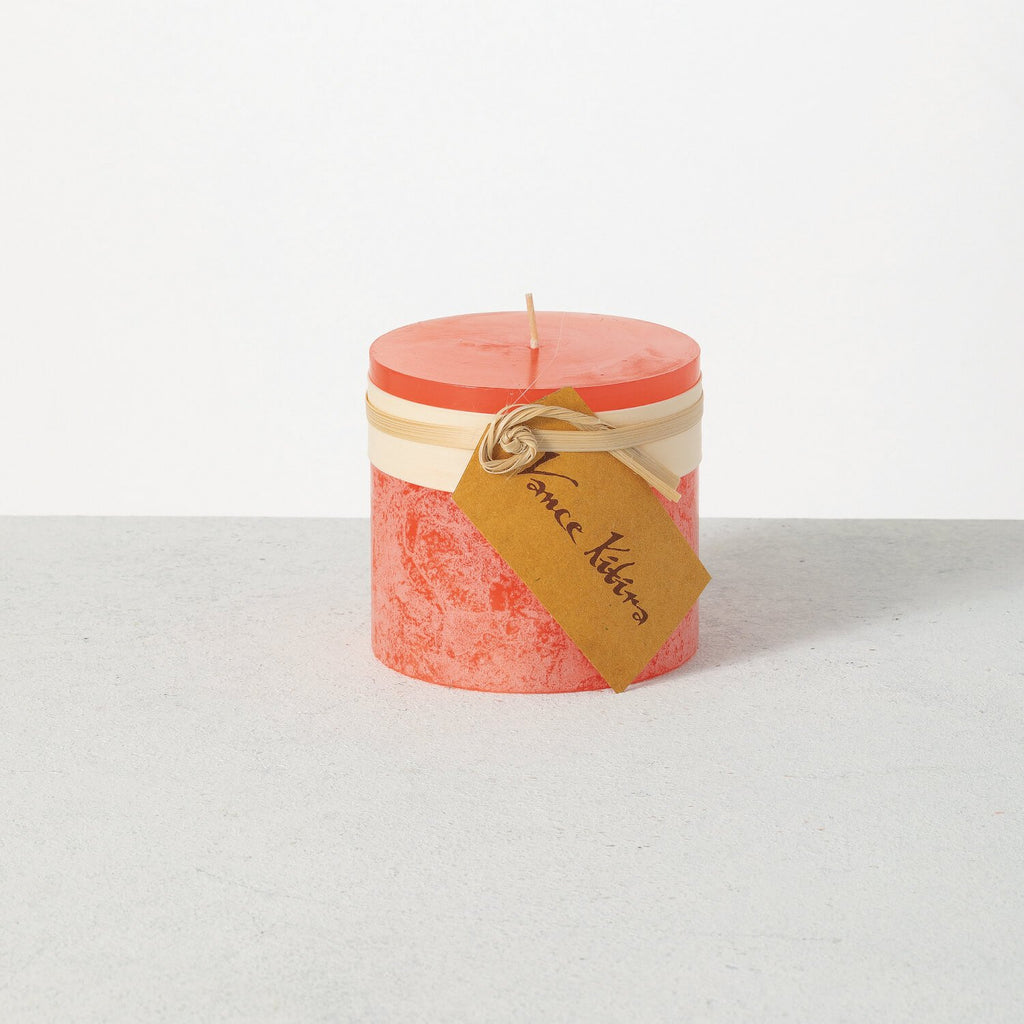 Coral Timber Pillar Candle    