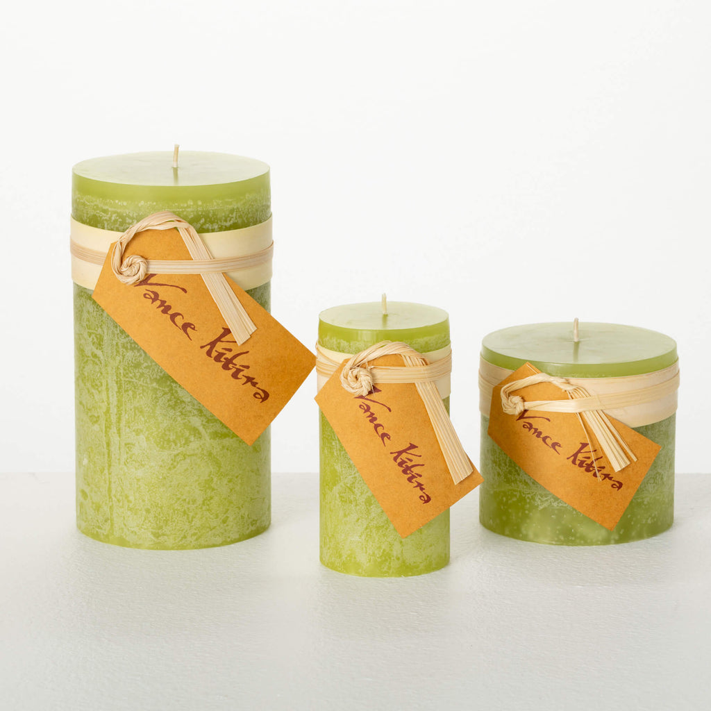 Green Timber Pillar Candle    