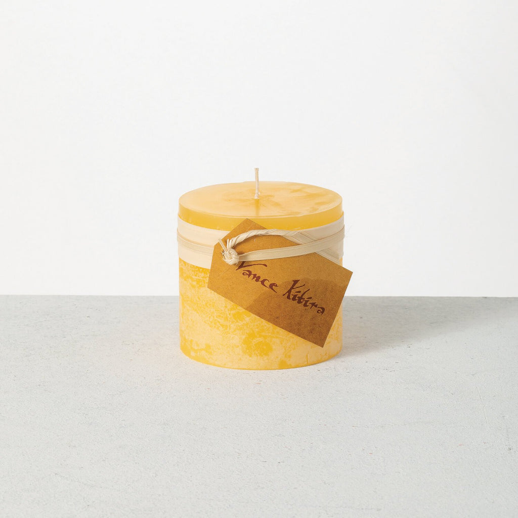 Yellow Timber Pillar Candle   