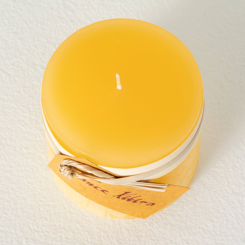 Yellow Timber Pillar Candle   