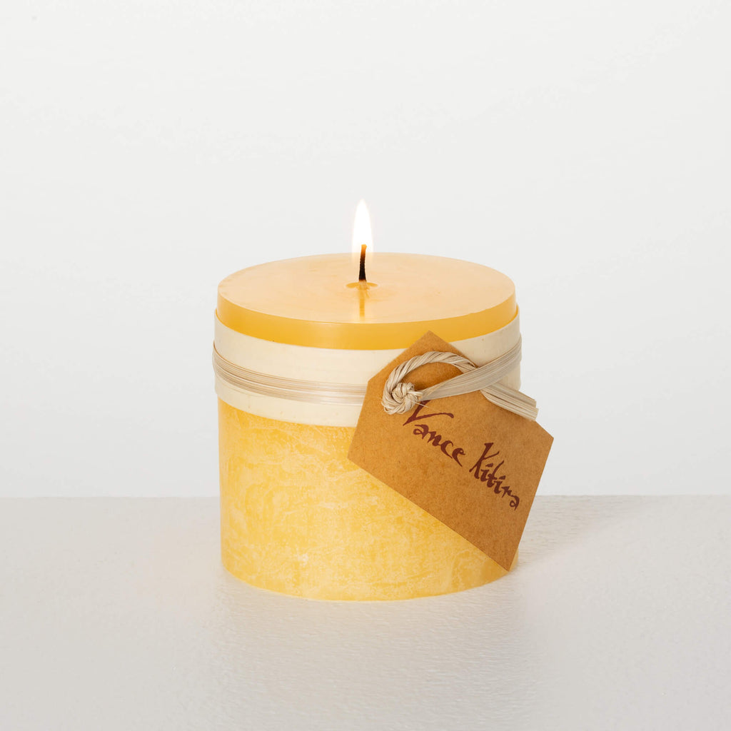 Yellow Timber Pillar Candle   