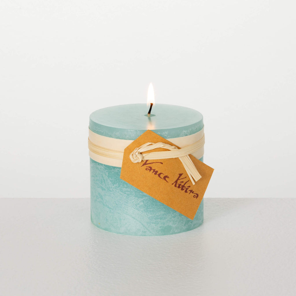 Sea Foam Timber Pillar Candle 