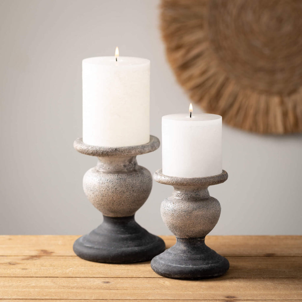 White Timber Pillar Candle    