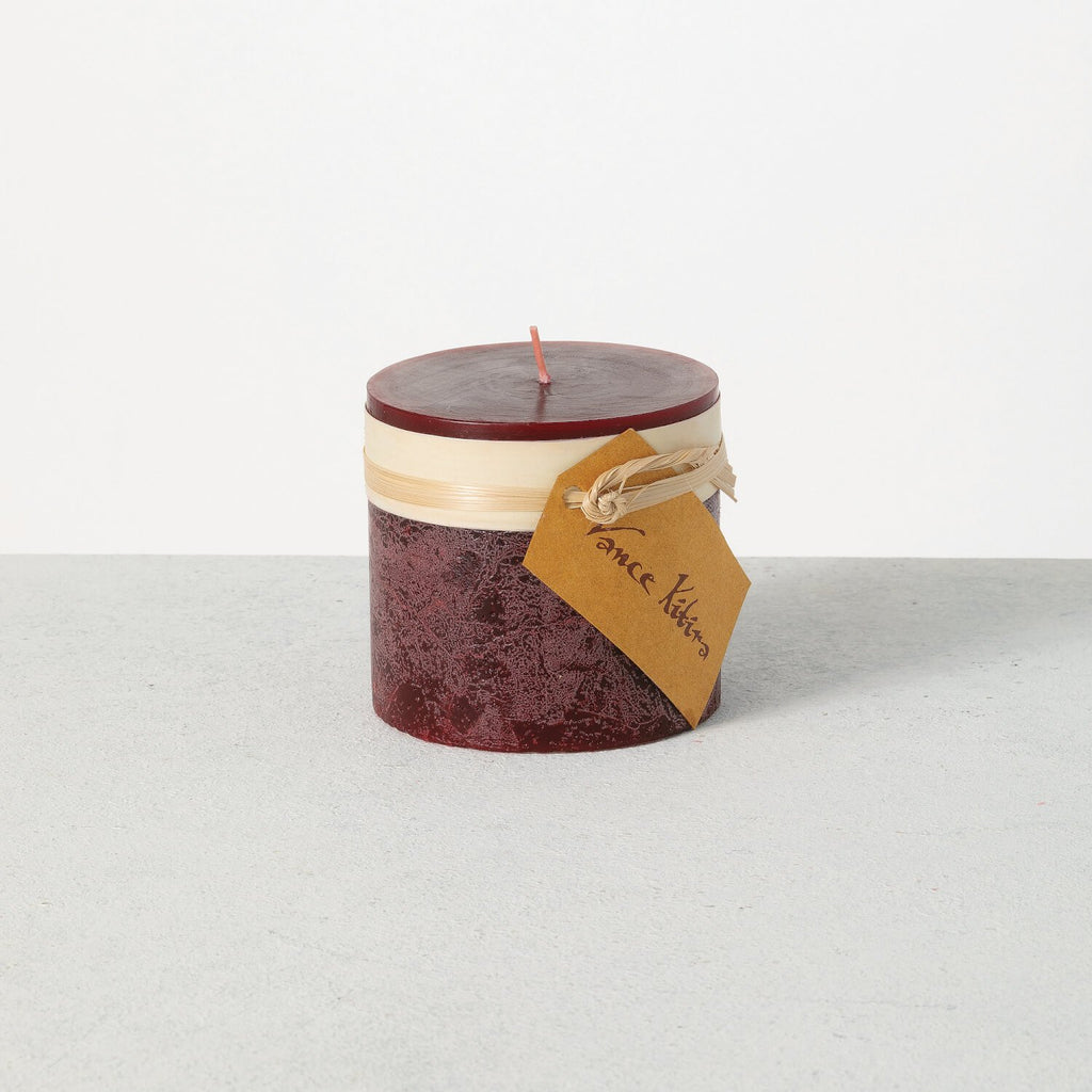 Wine Timber Pillar Candle     