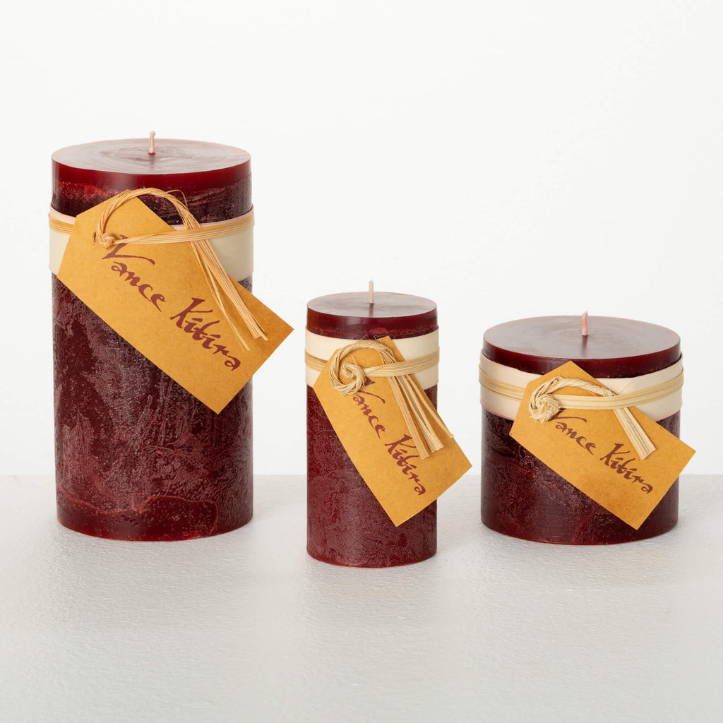 Wine Timber Pillar Candle     