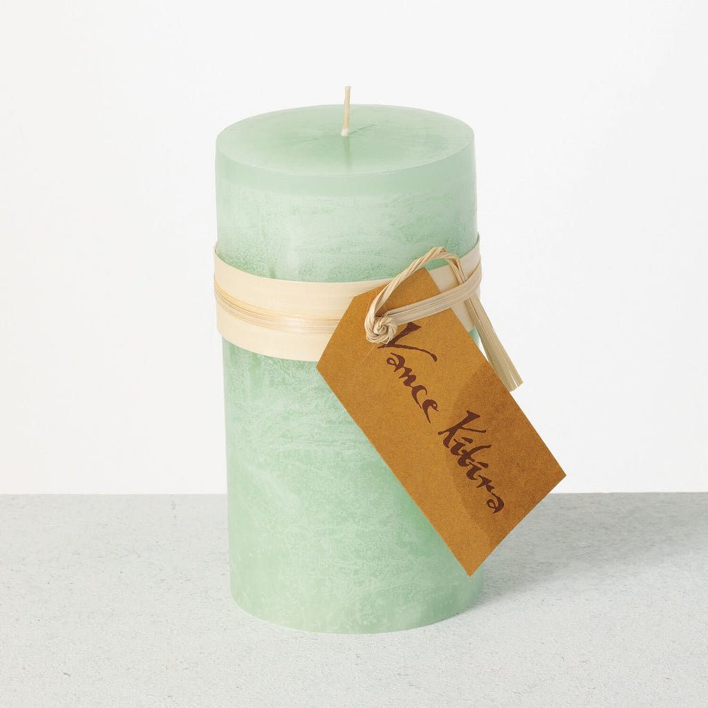 Aqua Timber Pillar Candle     