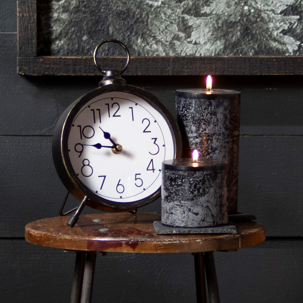 Distressed Black Pillar Candle