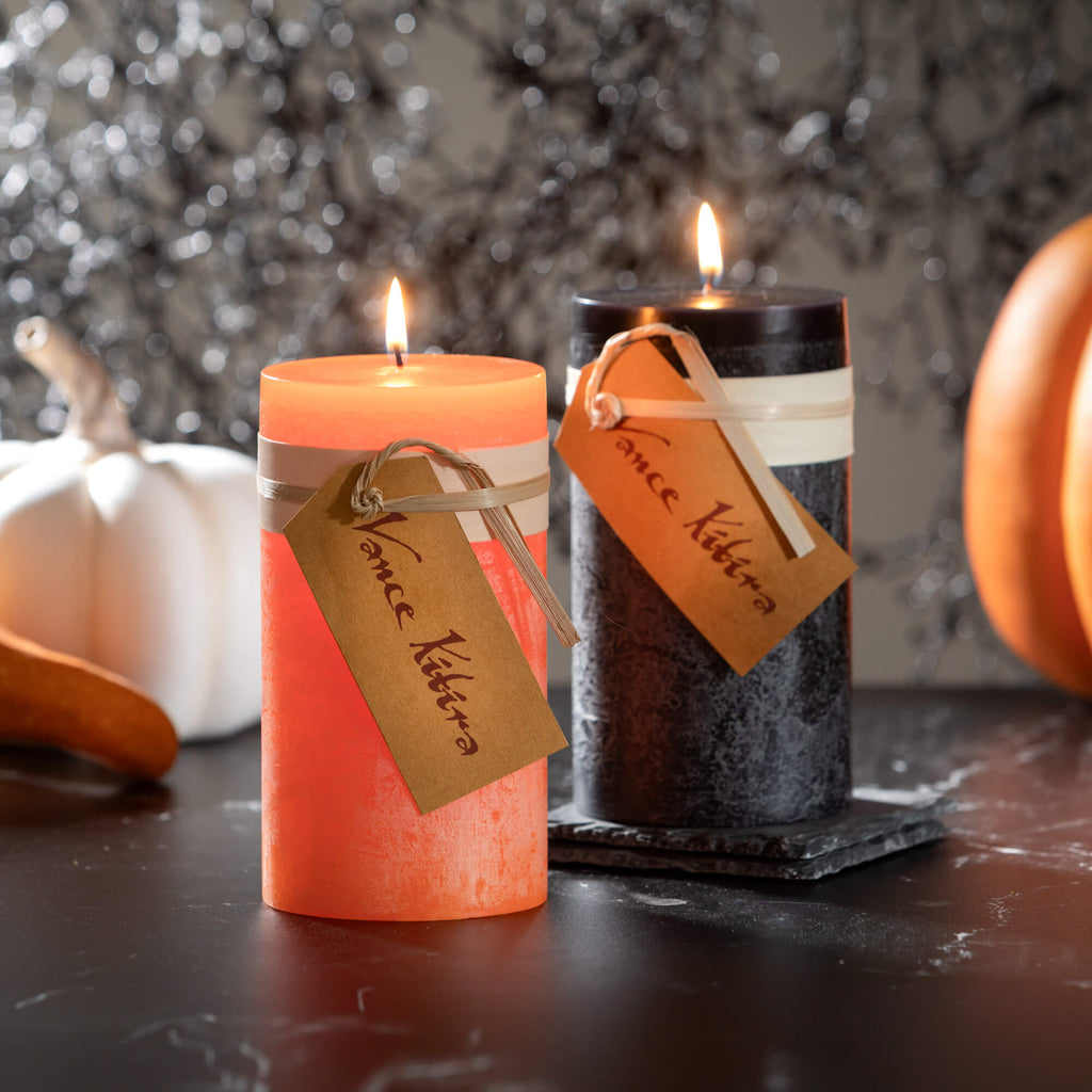 Distressed Black Pillar Candle