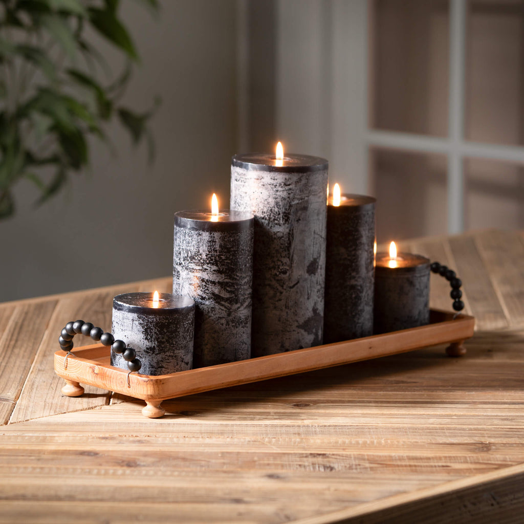 Distressed Black Pillar Candle