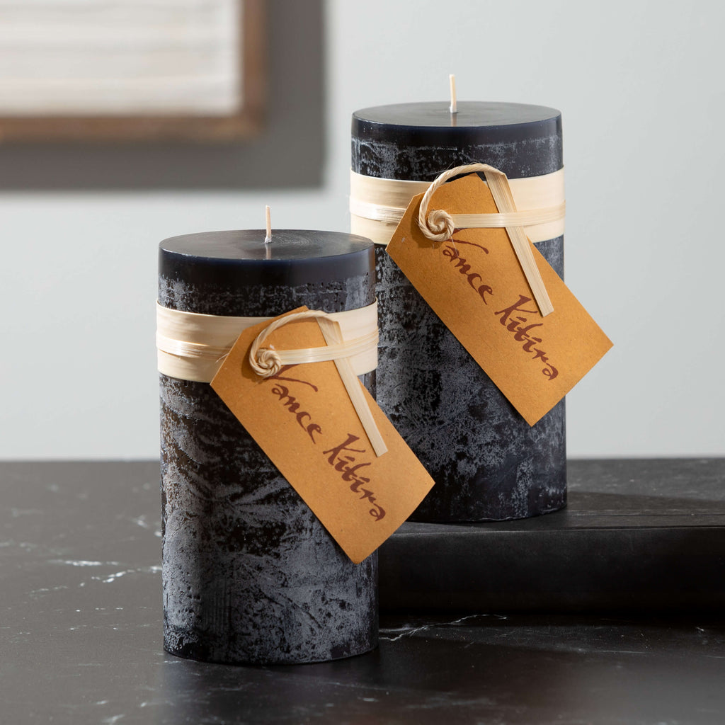 Distressed Black Pillar Candle