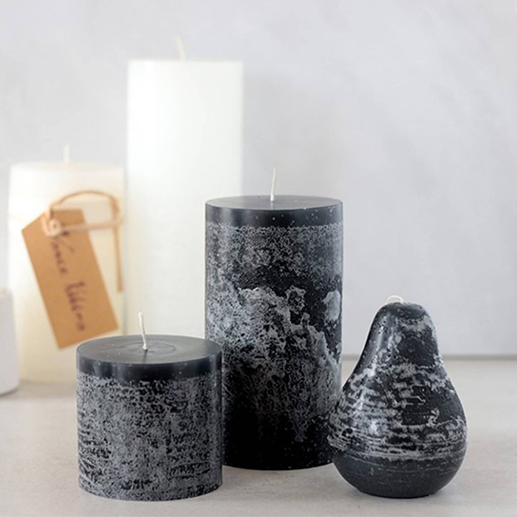 Distressed Black Pillar Candle