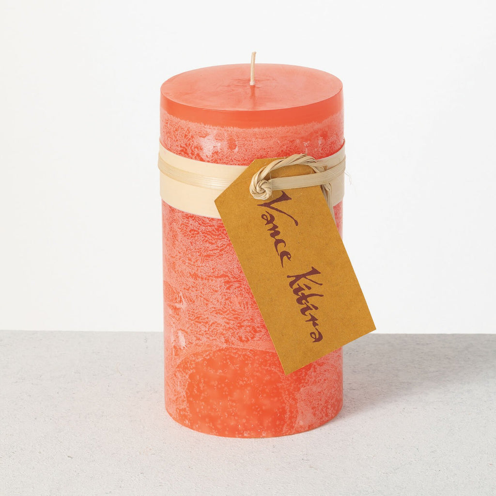 Coral Timber Pillar Candle    