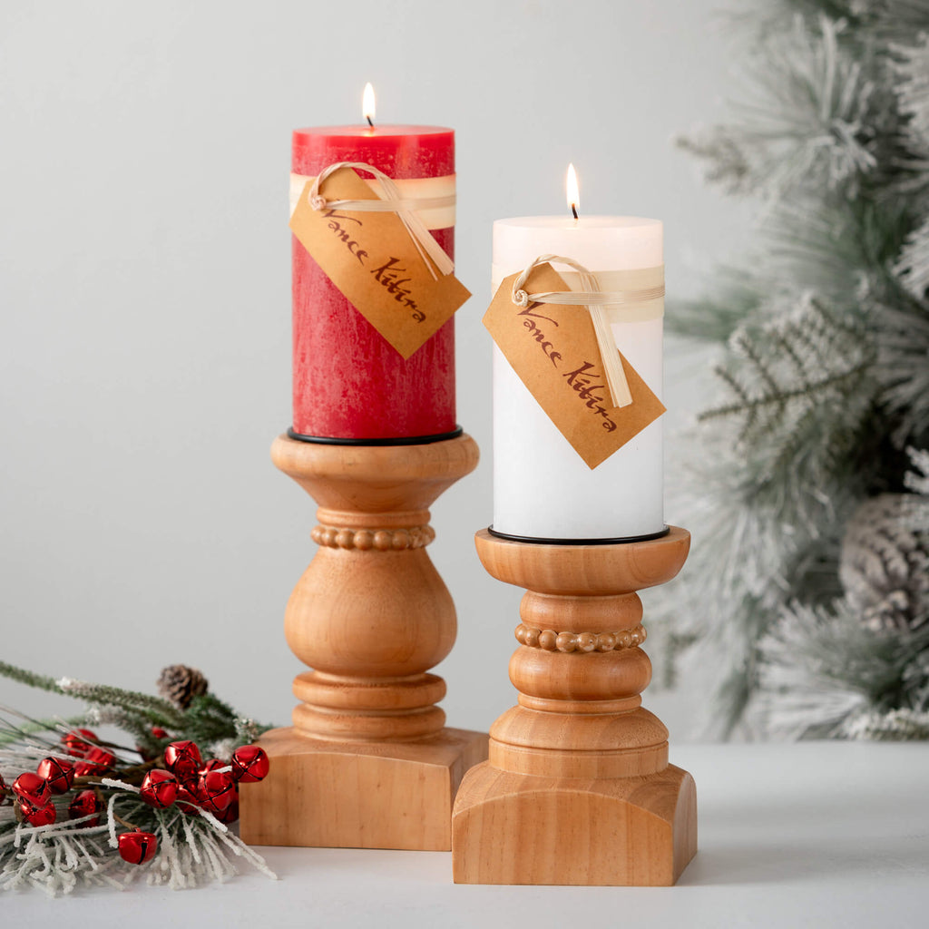 Cranberry Timber Pillar Candle